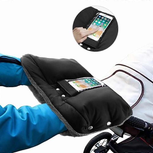 Chauffe-Mains, Gants De Buggy Polaire À L'intérieur Du Brassard Avec Poche Pour Téléphone Portable, Imperméable Et Coupe-Vent