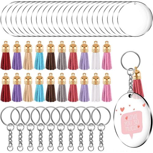 30pcs Porte-Clés Porte-Clés Split Métal Porte-Clés Avec Chaîne À Maillons Pour Le Bricolage