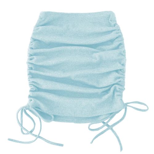Femmes Côtelé Côté Cordon Coulé Stretchy Bodycon Pure Color Pencil Jupe Courte