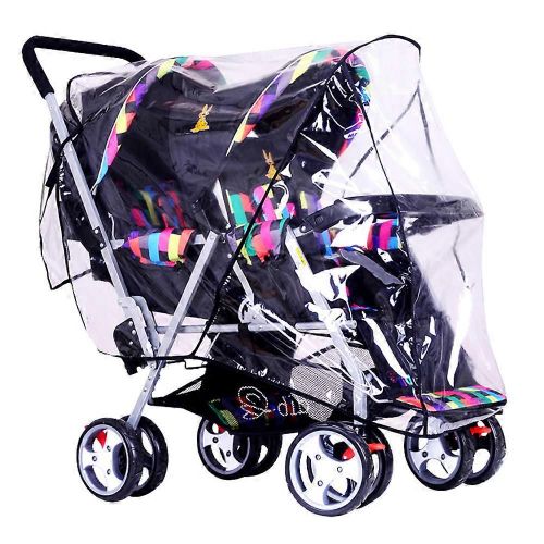 Housse De Pluie Pour Poussette Double, Double Siège Avant Et Arrière Housse Coupe-Vent Pour Poussette