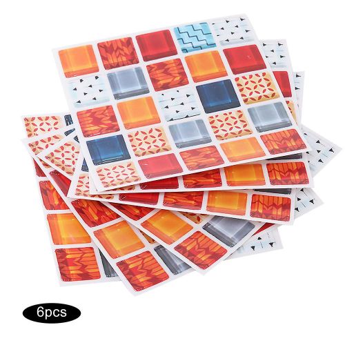 6pcs auto-adhésif mosaïque carrelage mural autocollant cuisine résistant à l'huile autocollants salle de bain décor (FX715)
