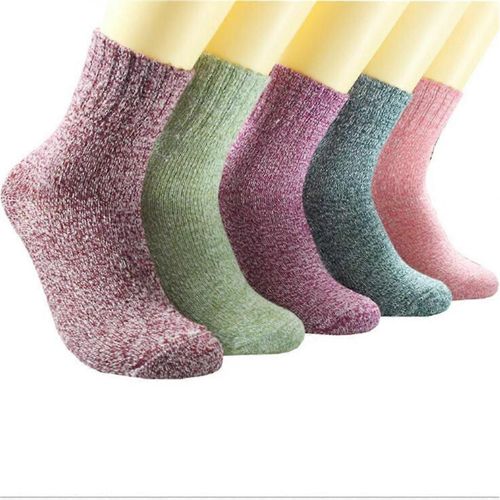 Chaussettes En Laine, Chaussettes Thermiques, Chaussettes D'hiver Femme, Douillettes, 5 Paires