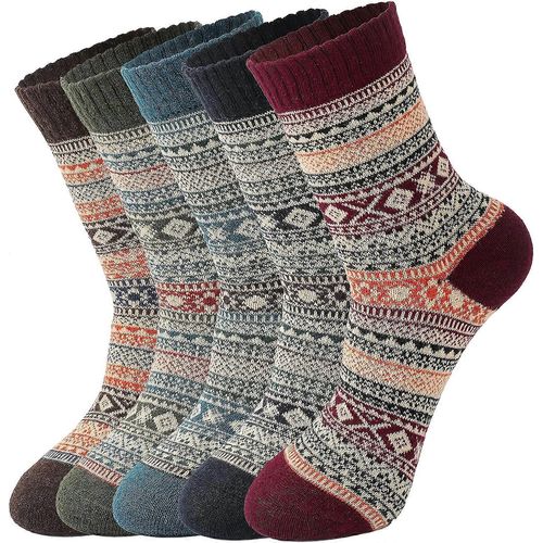 Paires Chaussettes En Laine Chaussettes D'hiver Chaussettes Chaudes Douces Vintage