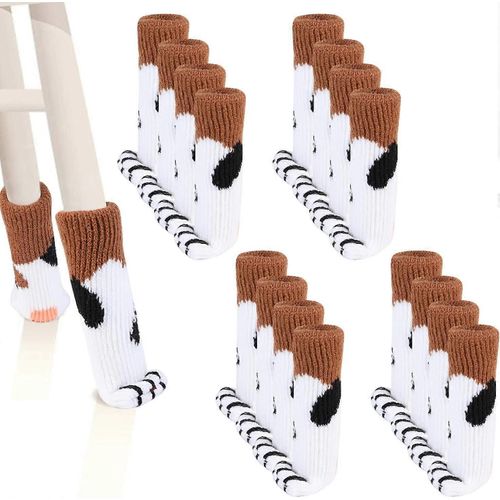 16pcs Chaussettes De Chaise Fantaisie Avec Mignon Chat Pattes Design, Protecteur De Meubles Fiable