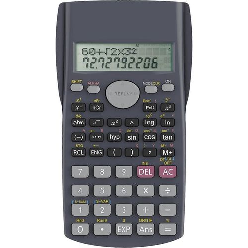 Calculatrice scientifique d'ingénierie à 2 lignes, adaptée aux écoles et aux entreprises (noir)