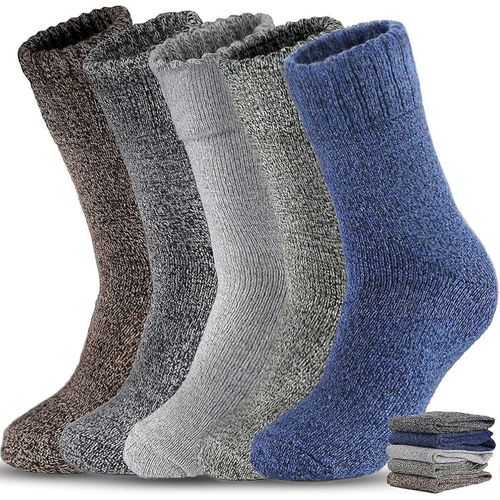 Paires De Chaussettes Chaudes En Laine Pour Hommes, Chaussettes Thermiques Douces, Chaussettes De Randonnée D'hiver Épaisses Chaussettes Ras Du Cou Décontractées