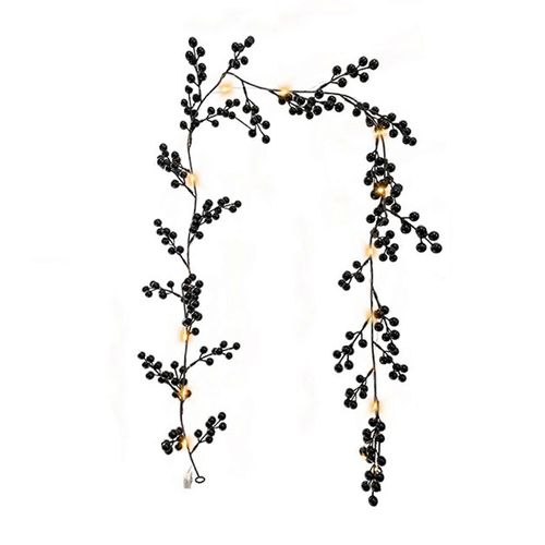 Canne de Noël Red Berry (36 fourchettes 7 têtes Black Holly Cane avec lumière)