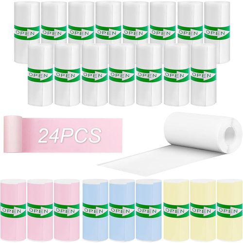ChenQuanSarl-24 Rouleaux Papier Thermique,Mini Papier Imprimante Thermique,Papier Thermique Autocollant Appareil Photo Pour Enfants Instantané,Chaque Rouleau Mesure Environ 4 Mètres/157 Pouces (57 X