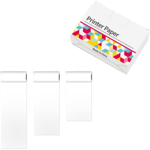 Chenquansarl-Lot De 3 Rouleaux De Papier Thermique Blanc Pour Imprimante - Mini Autocollant Pour Imprimante Thermique - Papier Thermique Blanc Pour Enfants - Pour Appareils Photo Instantanés - Journa
