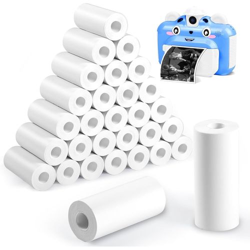 Chenquansarl-30 Rolls Rouleau Appareil Photo Enfant, 57mm Papier Appareil Photo Enfant, Blanc Papier Thermique Pour Appareils Photo Instantanés Mini Imprimante