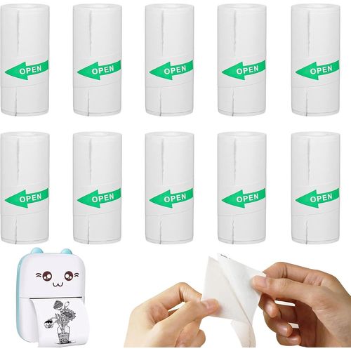 Chenquansarl-Lot De 10 Rouleaux D'autocollants Thermiques Auto-Adhésifs Pour Imprimante Photo Mobile Pour Enfants, Mini Papier Thermique