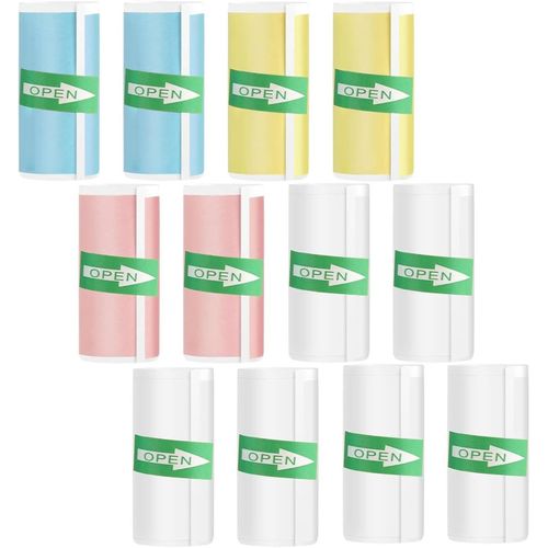 Chenquansarl-Rouleaux Appareil Photo Impression Papier,12 Rouleaux D'autocollants En Papier Thermique,Pour Mini Imprimante Et Appareil Photo Enfant,Pour Projets Créatifs Et Cadeaux(Jaune,Rose,Bleu)