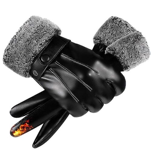 Gants D'hiver En Peau De Mouton Pour Hommes, Gants De Messagerie À Écran Tactile Chaud Avec Doublure En Cachemire