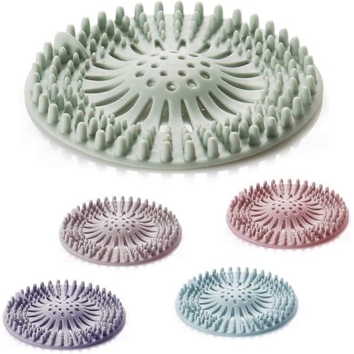 5 Pièces Couvercles De Drain De Douche, Douche Cheveux Attrape-Cheveux Filtre Silicone Tube Drain Cheveux Attrape-Cheveux Bouchon avec Ventouse pour Cuisine Salle De Bain