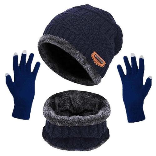 3in1 Winter Beanie Hat, Scarf, Gloves Set For Women Men