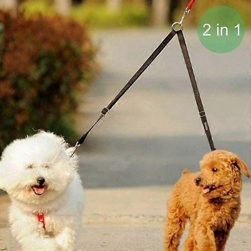 Double Dog Walker, Pet Dual Dog Leash Heavy Duty Adjustable, Two Tangle-Free Dog Training Leashes, Fits Dogs Under 110 Pounds, Pair
