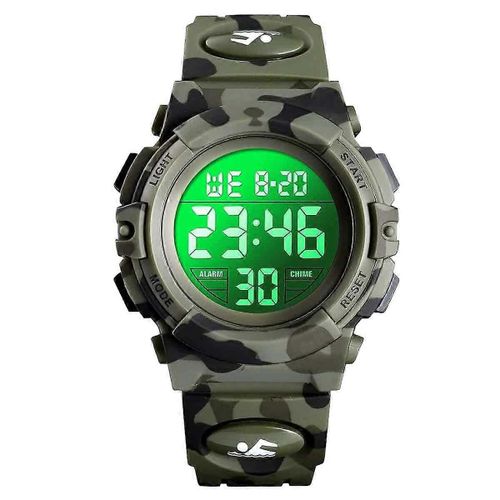 Garçons Imperméables À L'eau Casual Électronique Analogique Couleur Led Montre Avec Alarme Chronomètre Avec Bracelet En Silicone Light Up Montre