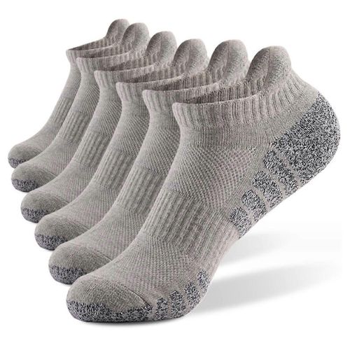 6 Paires De Chaussettes Pour Hommes, Chaussettes En Coton De Course Respirantes Rembourrées Anti-Ampoules, Chaussettes Basses Pour Hommes