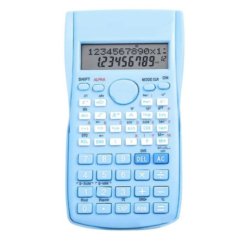 Calculatrice scientifique 12 chiffres 240 fonctions multifonction grand écran calculatrice avec couverture rigide coulissante bleu