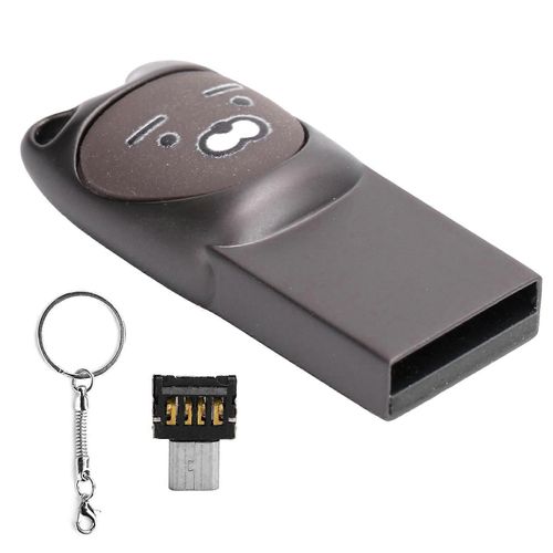 Clé USB 2.0 portable Transmission à grande vitesse Mignon Memory Stick Nouveauté Cadeau Gris foncé avec porte-clés (64GB)