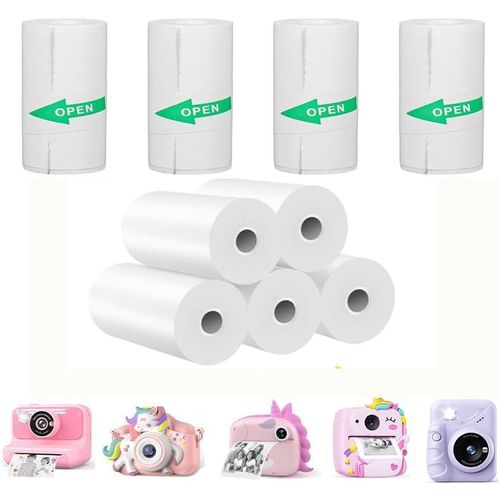 Yemaesre-Papier Thermique,10 Rouleaux 57x25 Mm Papier Pour Mini Imprimante (5 Autocollants +5 Normaux) Pour Appareils Photo Enfants Étiquettes Adhésives & Impression Mobile | Papier Photo Thermograph