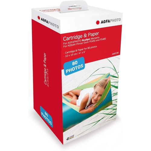 YEMAESRE-Agfa Photo - Cartouche Et Papiers Photos Format 10 X 15 Cm - Amoc - Compatible Agfa Photo Realipix Moments Et Kodak Pd450, Pd460, Pd480 Et Pd450Wifi