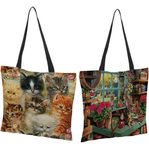 ChenQuanSarl-Sac Fourre Tout Femme De Sacs De Courses Réutilisablesac Fourre-Tout En Tissu Cabas En Lin, Cabas Imprimé
