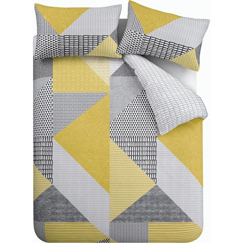 Naeryut-Larsson Easy Care Geometric Duvet Cover Set,Double,Ochre