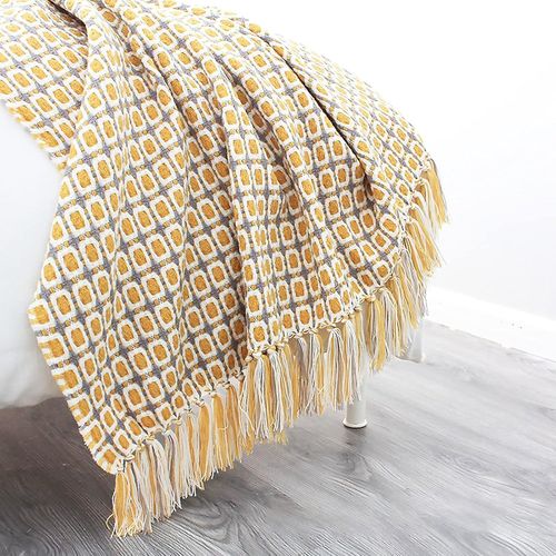 Naeryut-Knitted Blanket Tassel Bed Throws Color Bohemian Warm Plaid Rug Fashionable Soft Blanket Sofa Throw Decorative Bedspread 130x230 Cm