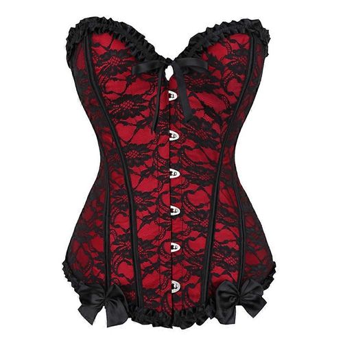 Haut Corset En Dentelle Pour Femmes Corsets Grande Taille Et Bustiers Lingerie Florale - Rouge