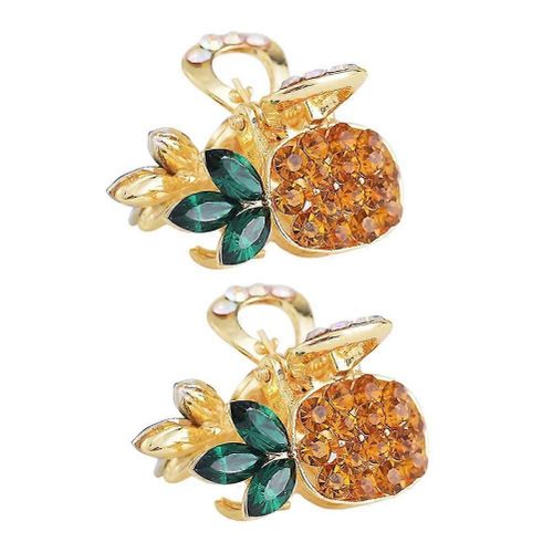 Crystal Hair Claw Clip, 2pcs Ananas Hair Jaw Clip Small Metal Hair Barrettes Pour Femmes Filles