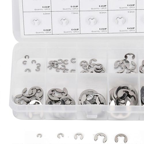 120Pcs E Clip Rondelle En Acier Inoxydable Anneau De Retenue Externe Circlip Assortiment Kit 1.5mm-10mm