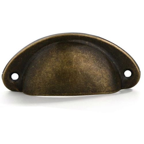 Paquet de 10 coquillage Vintage poignée pour tiroir Armoire Meuble Cuisine, Fer Courbé Rétro Armoire Bouton De Porte 8,2 cm x 3,5 cm Laiton Antique