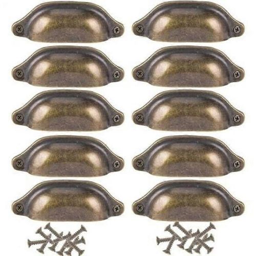 Lot de 10 poignées de porte 98mm décoration pour meuble tiroir - laiton antique