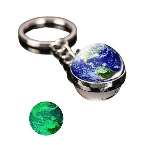 Porte-Clés Lumineux Système Solaire Portable Planet Keyring Double Side Glass Balls Key Chain Cadeaux Pour Enfants S?urs Et Amis