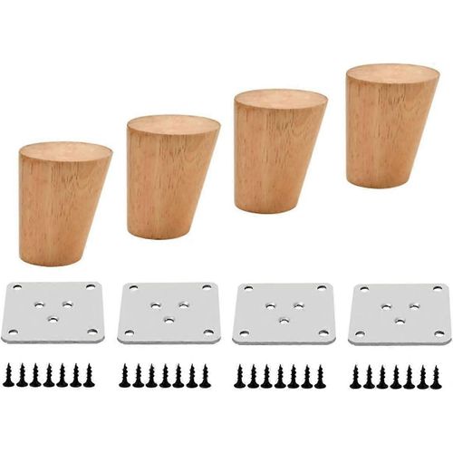 4pcs Pieds De Meubles De Remplacement Pieds De Meubles, Couleur Bois De Chêne Pour Chaises, Armoire Et Canapé, Avec Vis Et Coussinets En Feutre