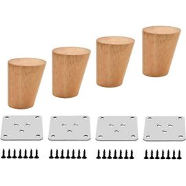 4pcs Pieds De Meubles De Remplacement Pieds De Meubles, Couleur Bois De Chêne Pour Chaises, Armoire Et Canapé, Avec Vis Et Coussinets En Feutre