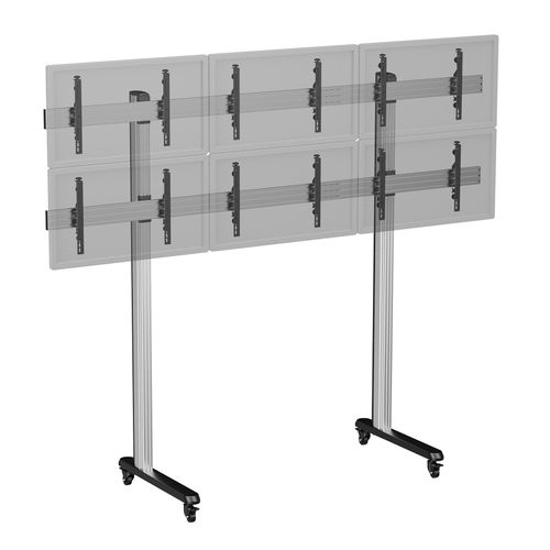 Support sur pieds pour 6 écrans TV 50''-55'' - Hauteur 240 cm - A roulettes