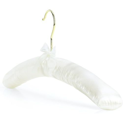 4 Cintres 43cm Élégants Rembourrés En Satin Ivoire Avec N?Ud Pour Vêtements Adultes Robes[M107]