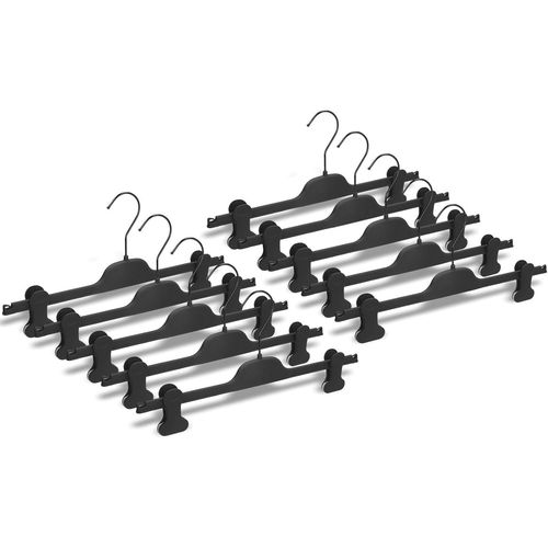 Cintres Caoutchoutés, Cintres Avec Pinces Caoutchoutées, Pour Jupes, Jeans, Pantalon Homme Femme, Béquilles Gain De Place Avec Clip Léger, Fabriqué En Italie, Lot De 10 Pièces (Noir Avec[M991]