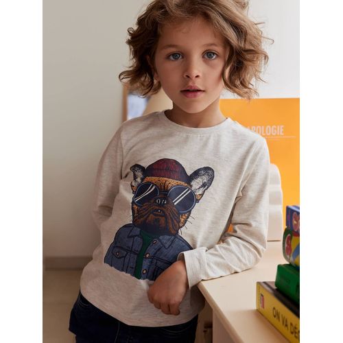T-Shirt Imprimé Garçon Blanc Chiné