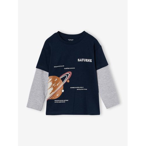 Tee-Shirt Effet Doubles Manches Garçon Marine