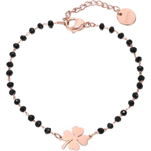 Women's Heart Bracelet With Four Leaf Clover Star Owl Tree Of Life Chain Adjustable Black Beads Crystal Anti-Allergic, Gift Jewellery For Charming Mother Or Daughter Gold, Silver, Rose Gold[H781]