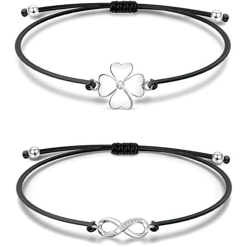 2 Pairs Of Bracelets For Women Girls Infinity Bracelets And Lucky Charm Bracelet Jewellery Handmade Bracelet Braided Cord Adjustable Lucky Gift For Women Girls[H352]
