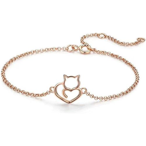 925 Sterling Silver Kitten Charm Bracelet For Women Anklet[H639]