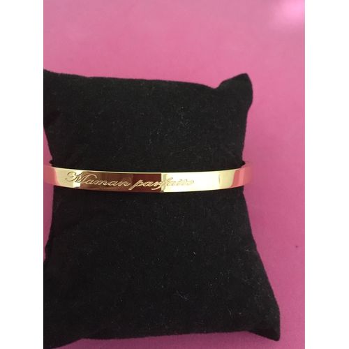 Idée Cadeau 🎁 Bracelet Jonc Doré,Inscription Des 2 Côté Maman Parfaite, 5 Mm De Largeur, Livré Avec Sa Pochette Cadeau 