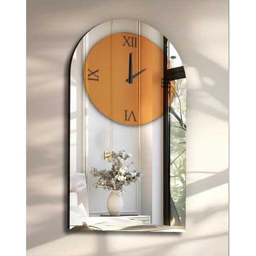 Grande Horloge Murale Silencieuse : 90×50Cm Arche Horloge Murale Design Moderne En Miroir Horloge Chiffre Romain Cusine Pendules Murales Décoratif Montre Murale Geante Salon Chambr[REV691822]