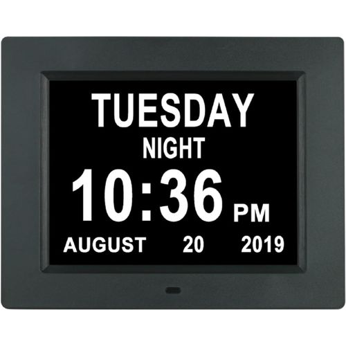 Horloge Numérique Grand Écran Avec Date Et Jour De La Semaine, 8 Options D'Alarme, Horloge Numérique Extra Large Avec Réveils Jour Et Mois Non Abrégés Pour Démence Des Personnes Âg[REV690910]
