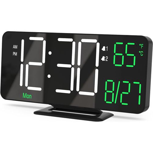 Horloge Led Pour Chambre À Coucher, Réveil Numérique De 6,7 Pouces, Atténuation, Date, Jour De La Semaine, Température, Petite Horloge Numérique, Réveil Pour Salle De Classe, Horlo[REV690564]
