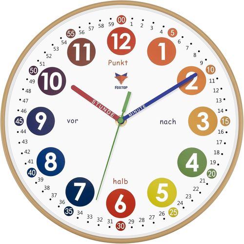Horloge D'Apprentissage Pour Enfants Horloge D'Apprentissage Sans Bruit De Tic-Tac Horloge Analogique Pour Apprendre Et Pratiquer L'Heure - Décoration Pour Chambre D'Enfant - 3[REV691676]